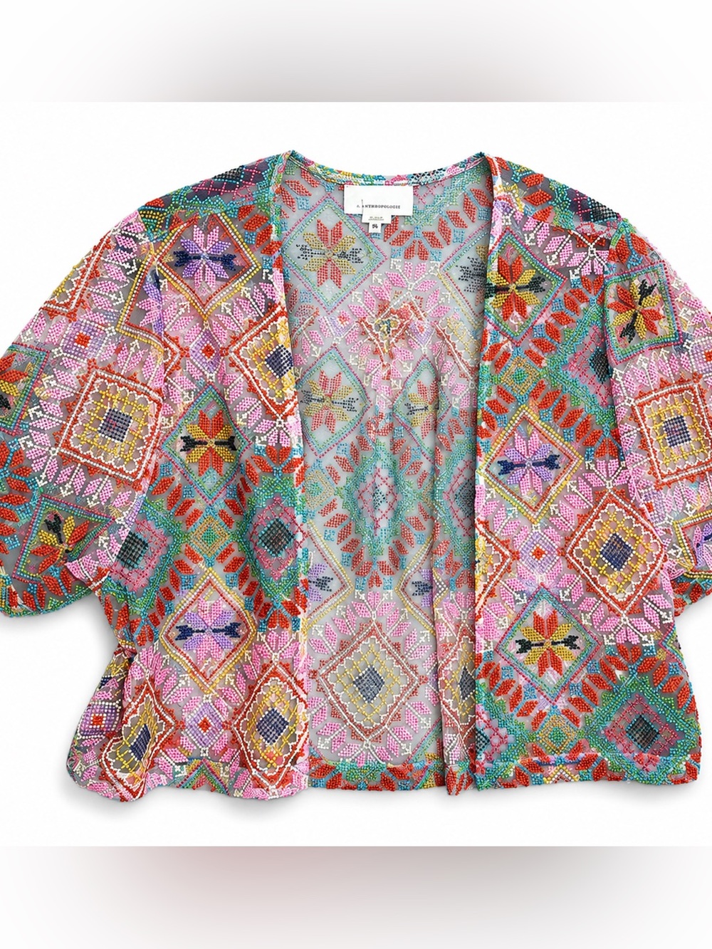 Anthropologie multi color crop sheer cardigan